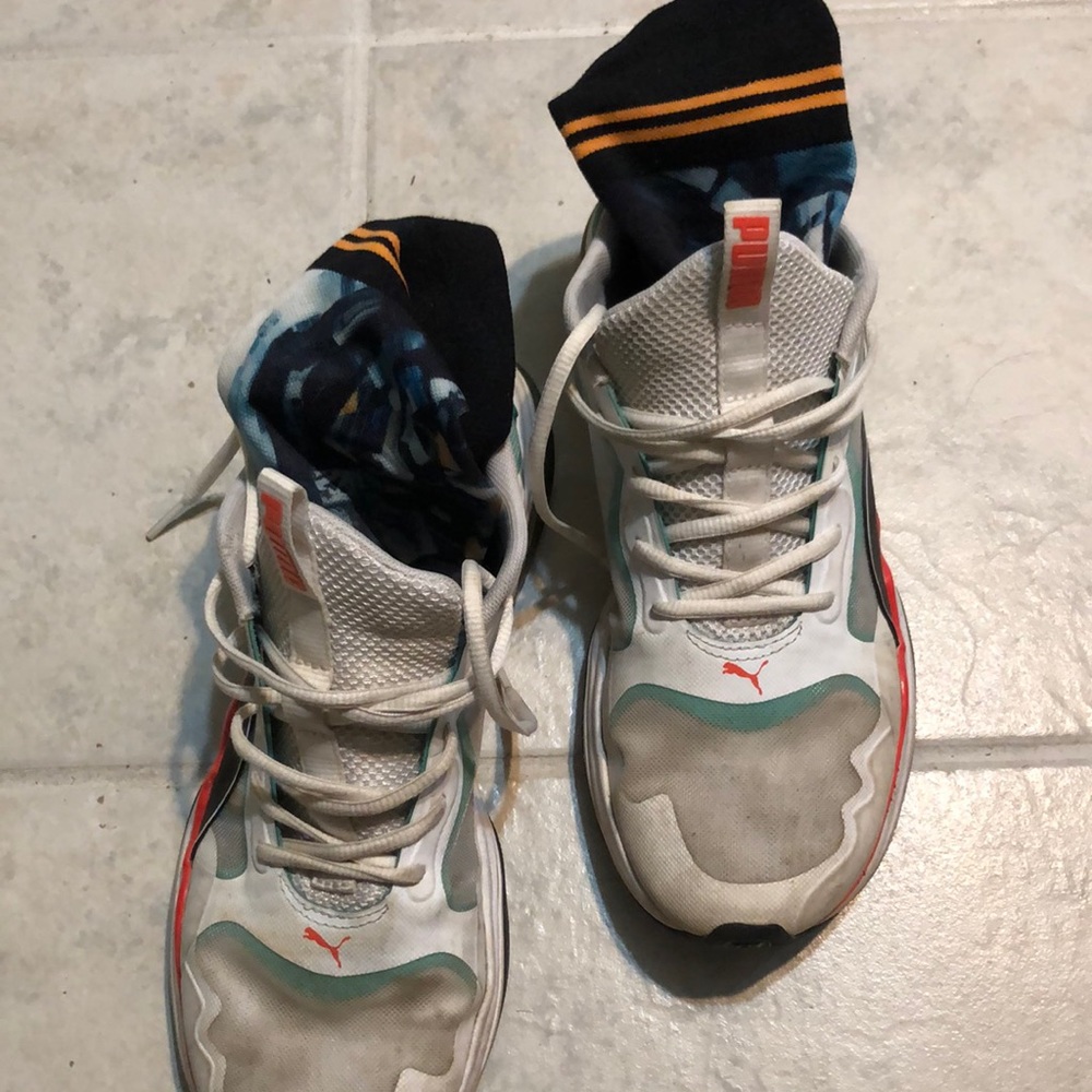 Puma running shoes and stance socks